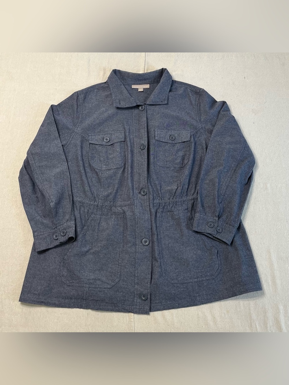 Woman Within Navy Button-Front Utility Jacket Size 18/20